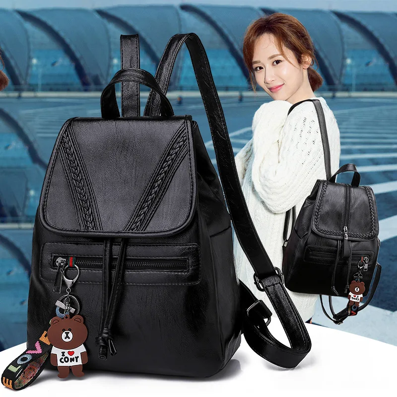 

Backpack Women's 2018 New Style Fashion Korean-style Simple Versatile Trend School Bag Travel Casual Soft Leather GIRL'S Small B