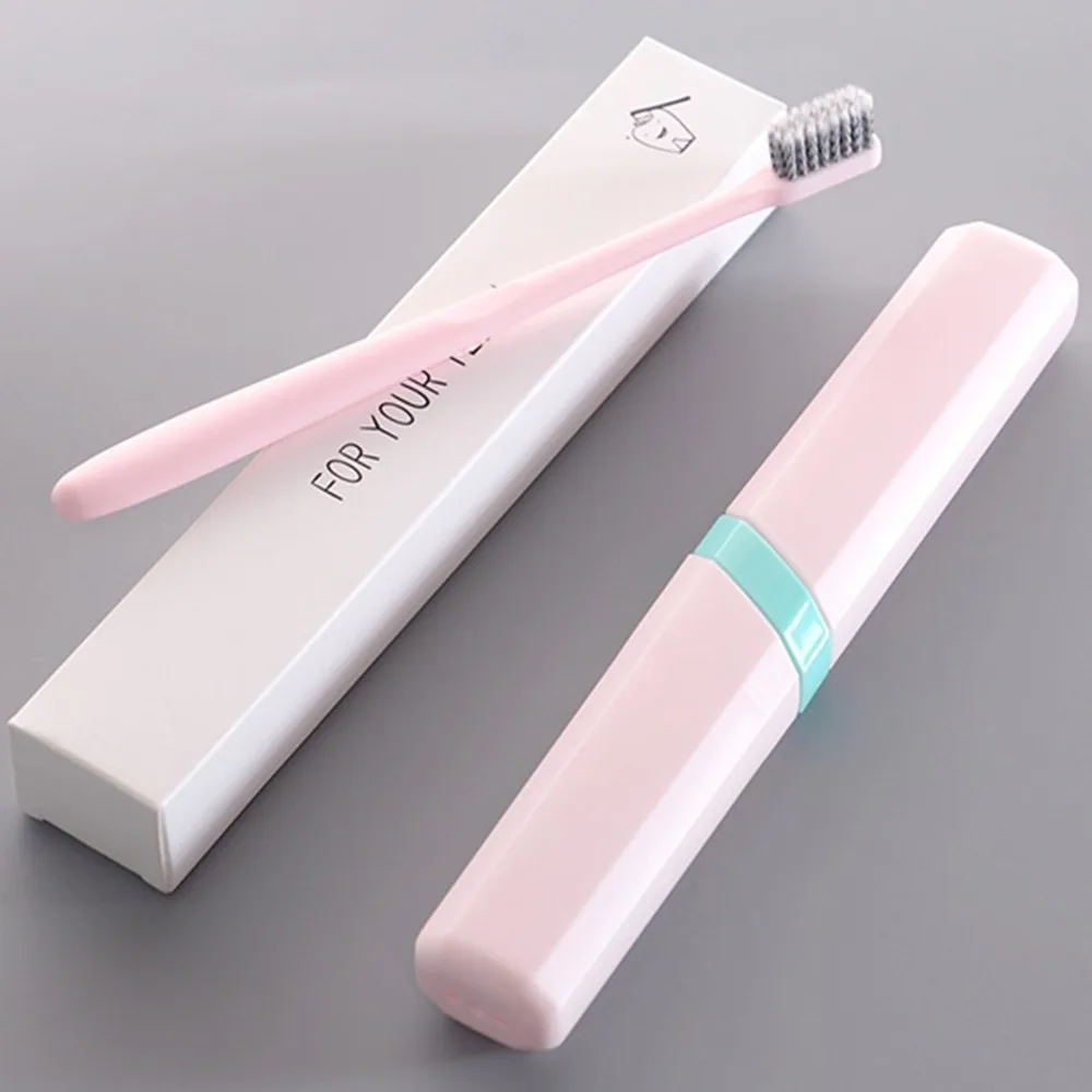 Pink Portable Toothbrush Case Travel Hiking Camping Protect Storage Box with Toothbrush Toothpaste Organizer Toothbrush Holder - Цвет: Pink