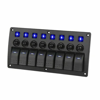 

Car Marine Boat Waterproof 8 Gang LED Rocker Switch Panel 12/24V Circuit Breaker Brand New And High Quality