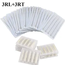 (3RL+3RT) Tattoo Needles Tubes Tips Mixed 100PCS Professional Tattoo Needles 3RL & Disposable Plastic Tattoo Tips 3RT Combo