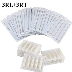 (3RL+3RT) Tattoo Needles Tubes Tips Mixed 100PCS Professional Tattoo Needles 3RL & Disposable Plastic Tattoo Tips 3RT Combo
