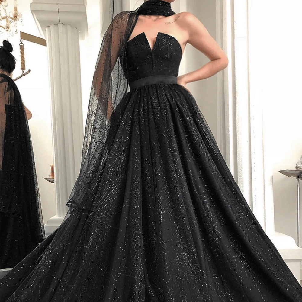 SuperKimJo Robe Soiree Дубай черные Выпускные платья с высоким воротом 2020 Vestido De gradual Sparkle Vestidos Elegantes