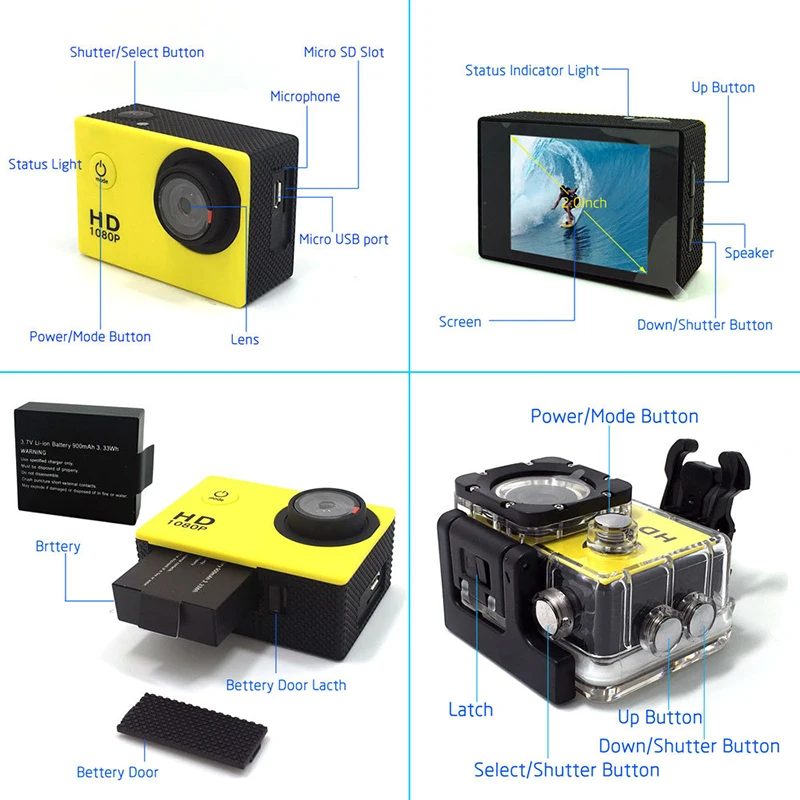 New Action Camera Ultra HD Adjustable Underwater WiFi Recorder Sports Cameras Swimming Surfing Diving Outdoor Tool
