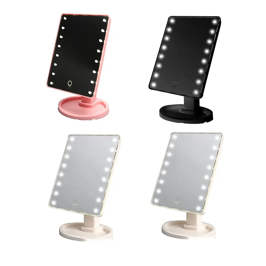 Make-Up Mirror With 16 Leds Cosmetic Mirror With Touch Dimmer Battery Operated Stand For Tabletop Bathroom Travel
