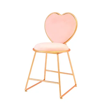 

Modern Minimalist Creative Bedroom Princess Dressing Table Stool Nordic Back Makeup Chair European Wrought Iron Manicure Chair