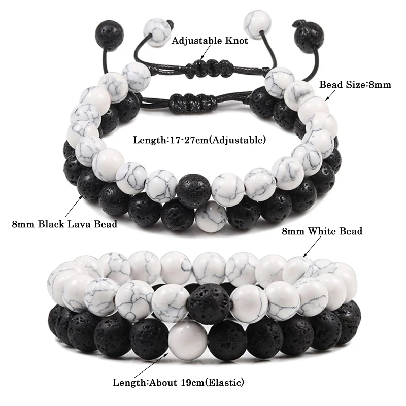 Stone Bead Bracelet Tiger Eye Stone Braided Bracelet Couple Distance Charm Yoga Jewelry Gifts