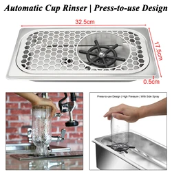 Glass Rinser Silver Stainless Steel Rinser For Coffee Cup Milk Tea Beverage Cup Washer Cleaner Glass Rinser For Hotel Bar