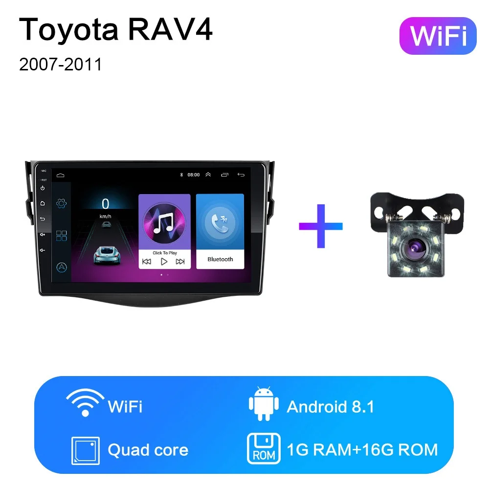 " 2din Android 8,1 GO автомобильный dvd-плеер для RAV4 Rav 4 2007 2008 2009 2010 2011 Автомобильный Радио gps навигация Wifi плеер - Цвет: WIFI 1G-16G-8LED