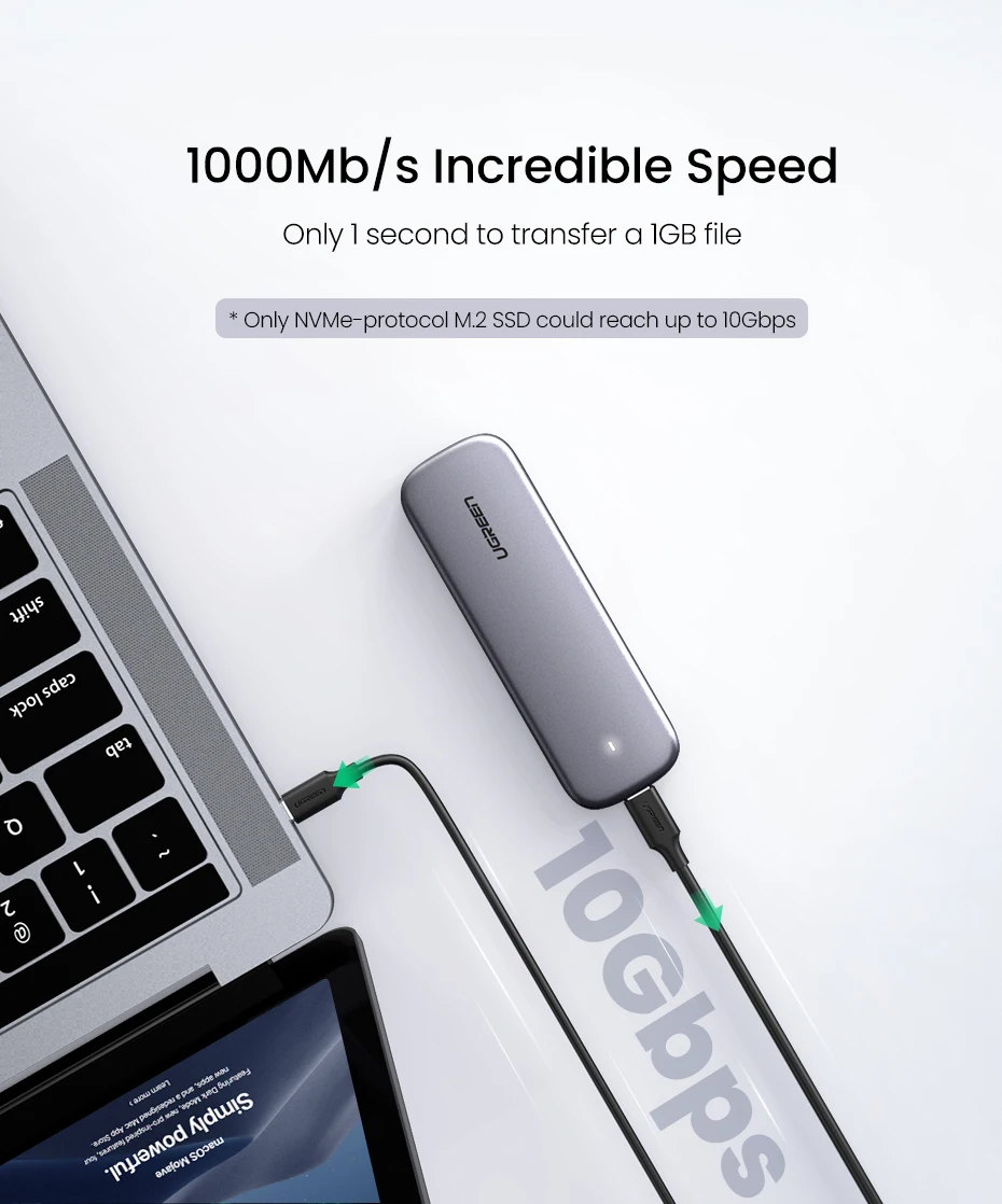 Ugreen M2 SSD чехол NVME корпус M.2 для usb type C 3,1 SSD адаптер для NVME PCIE NGFF SATA M/B Ключ SSD диск коробка M.2 SSD чехол