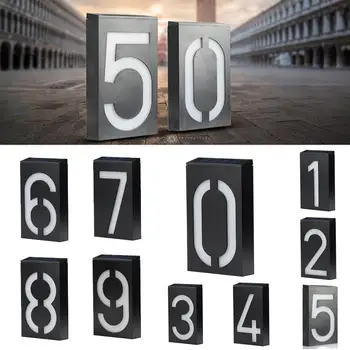 

Solar Wall Sign Lamps 6LED Outdoor Door Number Light Waterproof LED Doorplate Solar Digital Number Light Hotel Safety