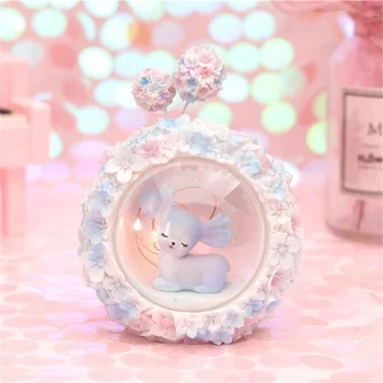 

Hot Sale Deer night light Hydrangea Girl Heart Ins Wind Small Night Lamp Gift for Girls kids Table Table Nightstand room decor