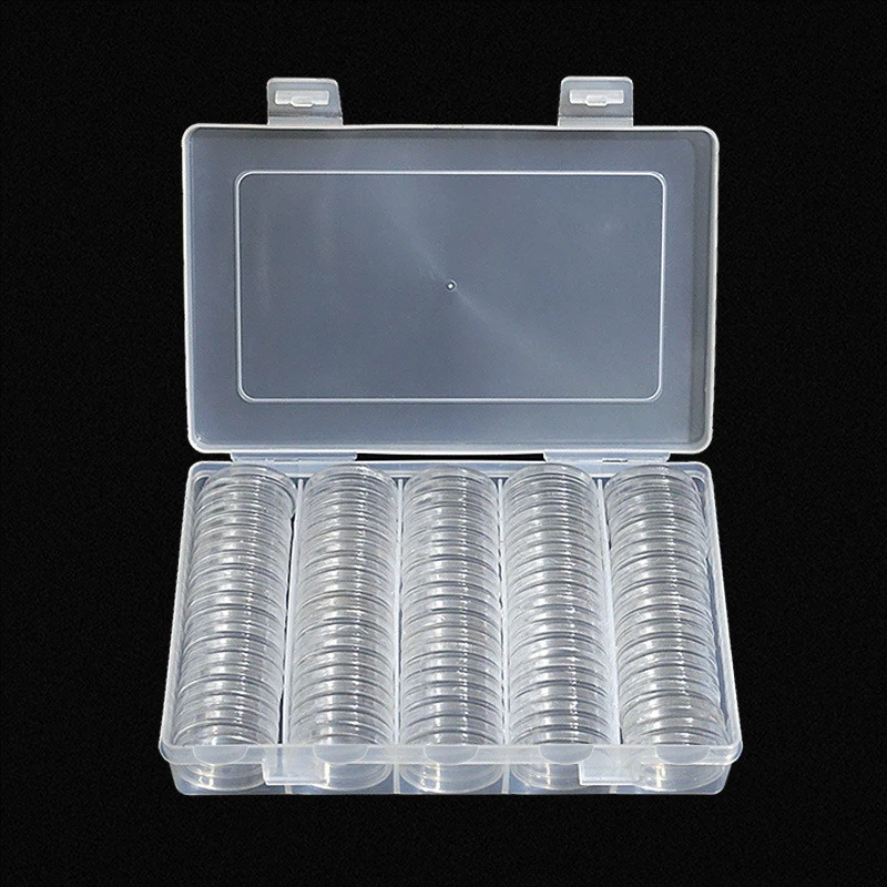 100pcs 27/30mm Coin Capsule box holder Capsules Container with Storage Organizer Box For Coin Collection Coin Case Storage Box