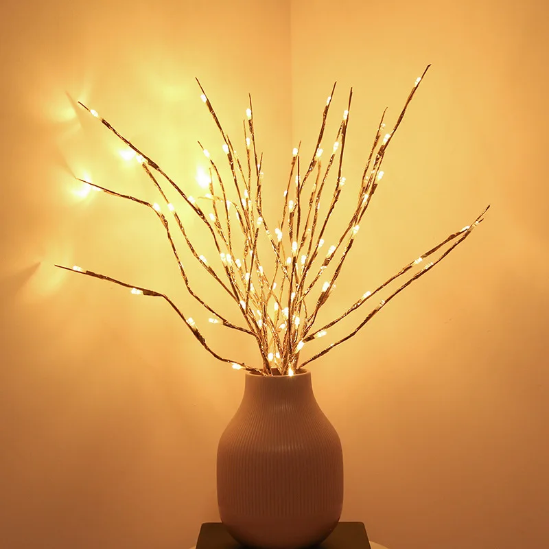 Marrom para Decoração de Casa Luz a Pilhas Ramo Iluminado Vaso Filler Artificial Pouco Galho Energia 75cm 20led Led 1 Iluminação Novelty