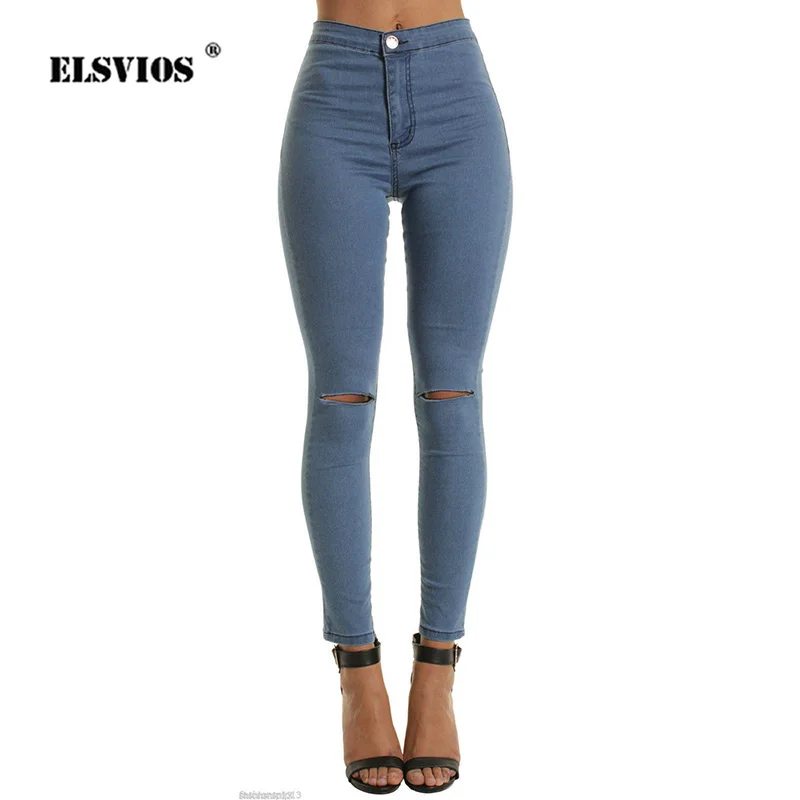 

Lady Spring/Summer Hot Sale Sexy Skinny Trousers Slim Was Thin Stretch Denim Pencil Pants Women's Casual Fashion Knee-Hole Jeans