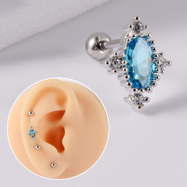 361L Surgical Steel Cz Ear Tragus Cartilage Crystal Lightning Snake Lobe Earrings Helix Earring Barbell Piercing Jewelry 20G
