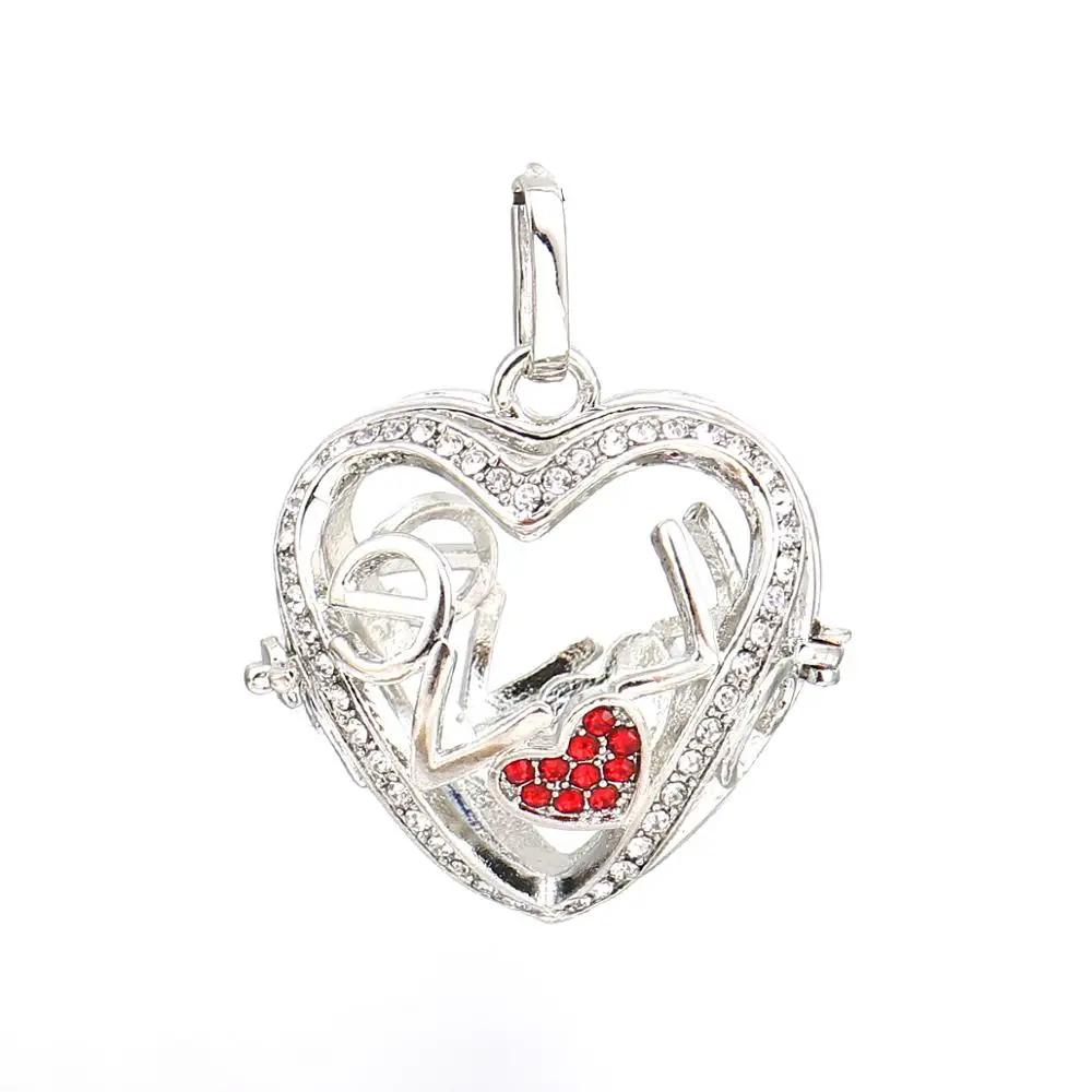 DoreenBeads медные Подвески Мексиканская призывающий ангелов шар гармонии коробочка для пожеланий из медальон дерево Серебряные Броши со стразами могут быть открыты, 1 предмет