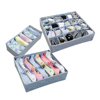 

3pcs / Set Bamboo Charcoal Non-Woven Fabric Storage Box Folding Underwear Organizer Bra Tie Panties Socks Drawerl New