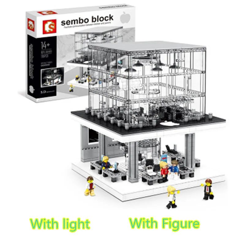 

NEW Apple Flagship Store with Light Legoinglys City Street View Building Blocks Bricks Toys for Children Figure Christmas Gifts