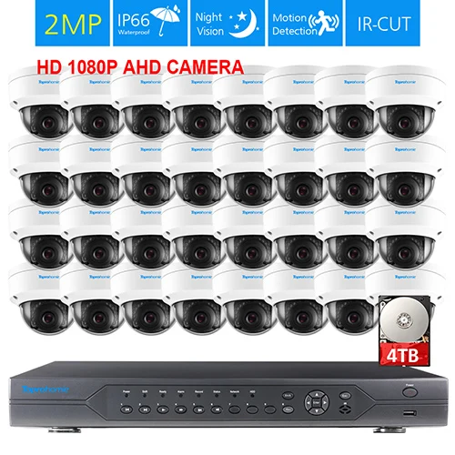 TOPROHOIME CCTV 32CH HDMI 1080p DVR система 32 шт. 2MP 1080P TVI CVI Vandalproof In/наружная камера видеонаблюдения - Цвет: 32CH DVR x 32 Camera