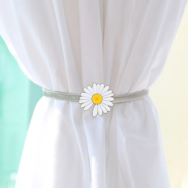 ⚡️Metal Curtain Clip Tieback Buckle Clips Curtain Holders Golden Silver Color Leaves Bow Elk Buckle Tie Back Curtain Accessories Daisy silver