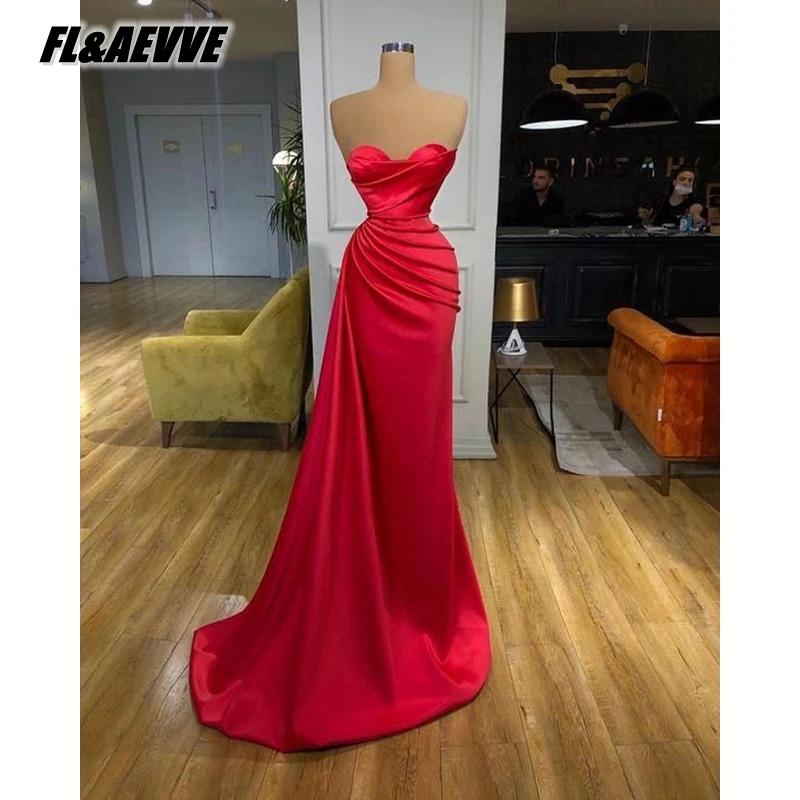 Real Picture Red Evening Dress Long 2021 Sweetheart Sleeveless Corset Floor Length Mermaid Evening Prom Party Gowns formal gowns