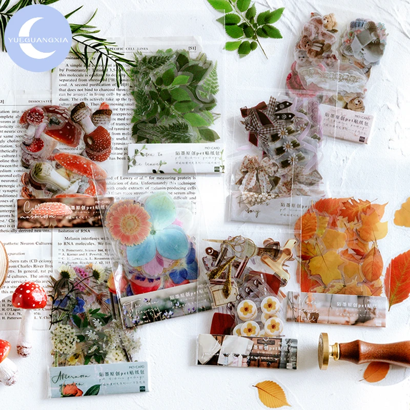 

YueGuangXia Flower Plant Mini Bag Sample Deco Diary Stickers Scrapbooking Planner Decorative Stationery Stickers 40Pcs/bag