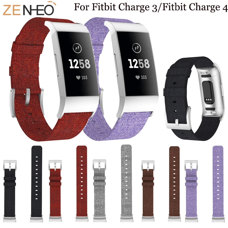 

Woven Canvas Fabric strap for Fitbit charge 3 4 Band Replacement Watch Strap for charge3 4 Wristband Smart watch accessories