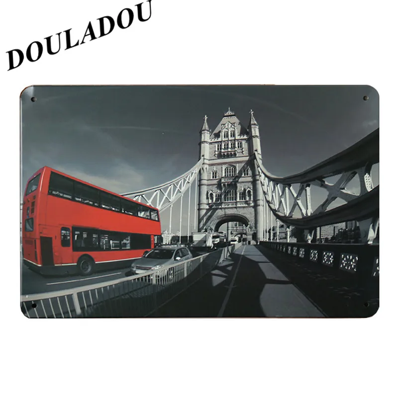[Douladou] Big Ben Arc de Triomphe строительные работы жестяная вывеска магазин Паб Клуб Бар Отель украшения стены Винтаж Бар Decor20x30CM - Цвет: 18