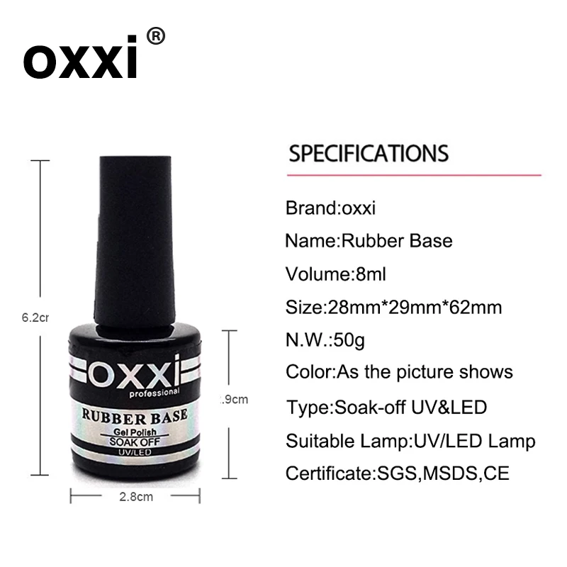 OXXI New 8ml Nail Rubber Base Coat and Top Coat Gel Varnish No-Wipe Top For Nails Semi Permanant UV