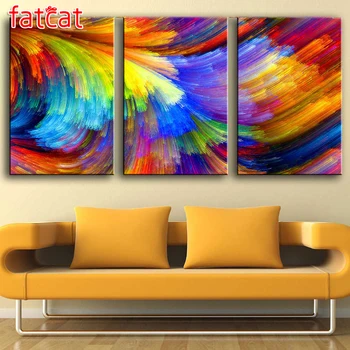 

FATCAT Abstract color cloud 5D Diy Diamond Painting Triptych full drill mosaic diamond Embroidery Sale Wall Decoration AE1095
