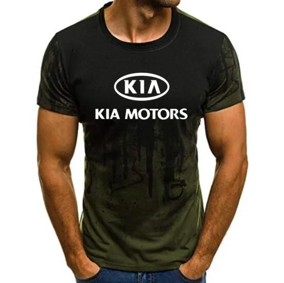 KIA Motors Для мужчин Для женщин летние одноцветные джинсовые платья-комбинезоны KIA футболка Motors короткий рукав Повседневное, верхняя одежда, модная футболка с принтом камуфляж - Цвет: green