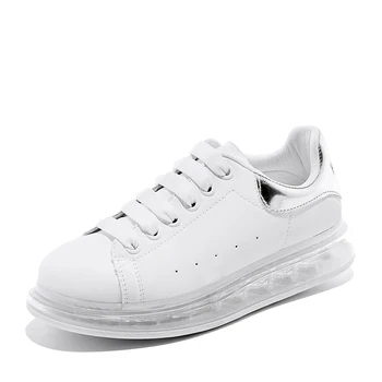 

Designer Women Flat Causual Sport Shoes Air Cushion Walking Shoe True Leather Silver Tail Sneakers