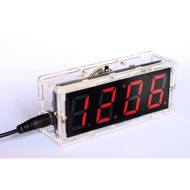 

A2-- DIY Kit Red LED Electronic Clock Microcontroller Digital Clock Time Thermometer With Talking Clock and PDF