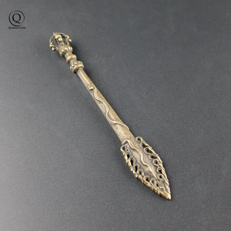 Retro Big Pure Copper Pestle Vajra Ornaments Charms Tibetan Buddhism Magic Keychain Keyring Pendants Brass Car Key Hangings | Украшения и
