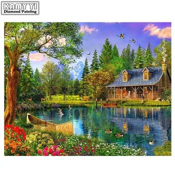 

DIY 5D Diamond Embroidery Scenic Cross Stitch Square Diamond Painting Tree Diamonds Mosaic Needlework Patterns Rhinestone Decor