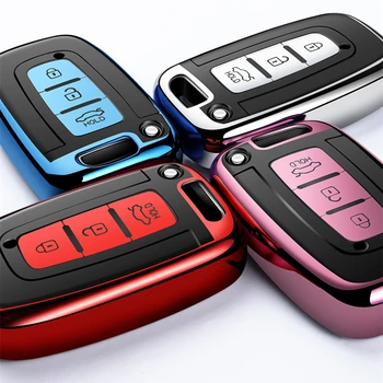 

Fashion Soft TPU Car Key Case Full Cover For Hyundai Solaris HB20 Veloster SR IX35 Accent Elantra i30 For KIA RIO K2 K3 Sportage