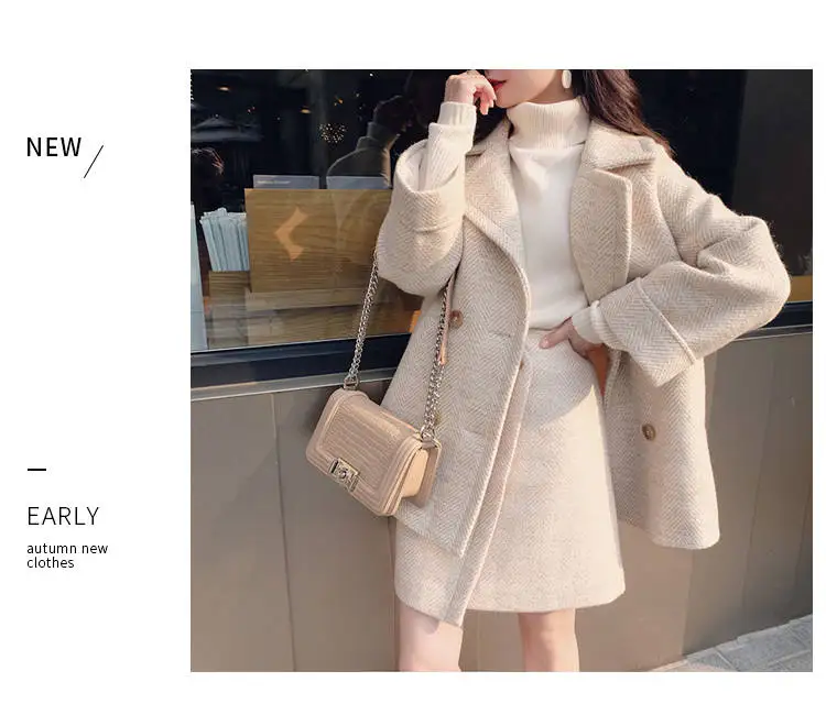 Heydress осенний женский шерстяной костюм офисный женский модный однотонный двубортный Блейзер Женский Элегантный комплект из двух предметов