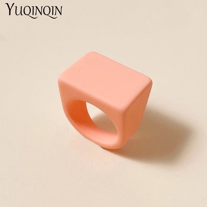 Women Trendy Big Square Rings Set Aesthetic Simple Clay Gothic Punk Finger Rings Geometric Fashion Jewelry Party Gifts ring set finger ring