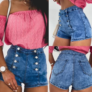 

2020 DUUTI New Women's Shorts Summer Casual Women High Waisted Washed Short Mini Jeans Skinny Solid Denim Shorts Feminino Q30