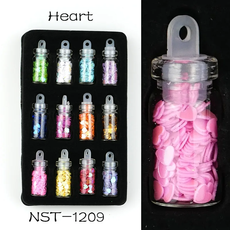 12pcs 09 FlorVida 48pcs KIt Nail Art Decorations Acrylic Vial Mix Rhinestone Beads Glitter Sequins Nail Decorations Set Design for Nails - Цвет: 12pcs 09
