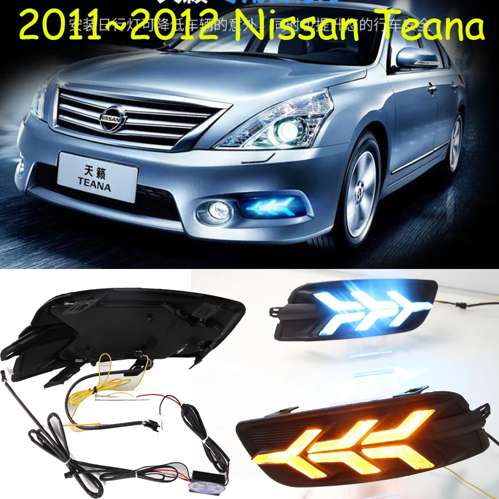 Один комплект, автомобильный бампер, светильник для Nissan Teana, Дневной светильник altima, автомобильные аксессуары 2011~ 2012y, СВЕТОДИОДНЫЙ DRL головной светильник для teana, противотуманный светильник