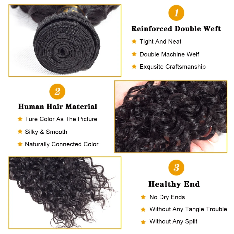 Water Wave 4 Bundles/Lot 100% Human Hair Bundles Malaysian Curly Hair Bundles Natural Color Remy Weave QT