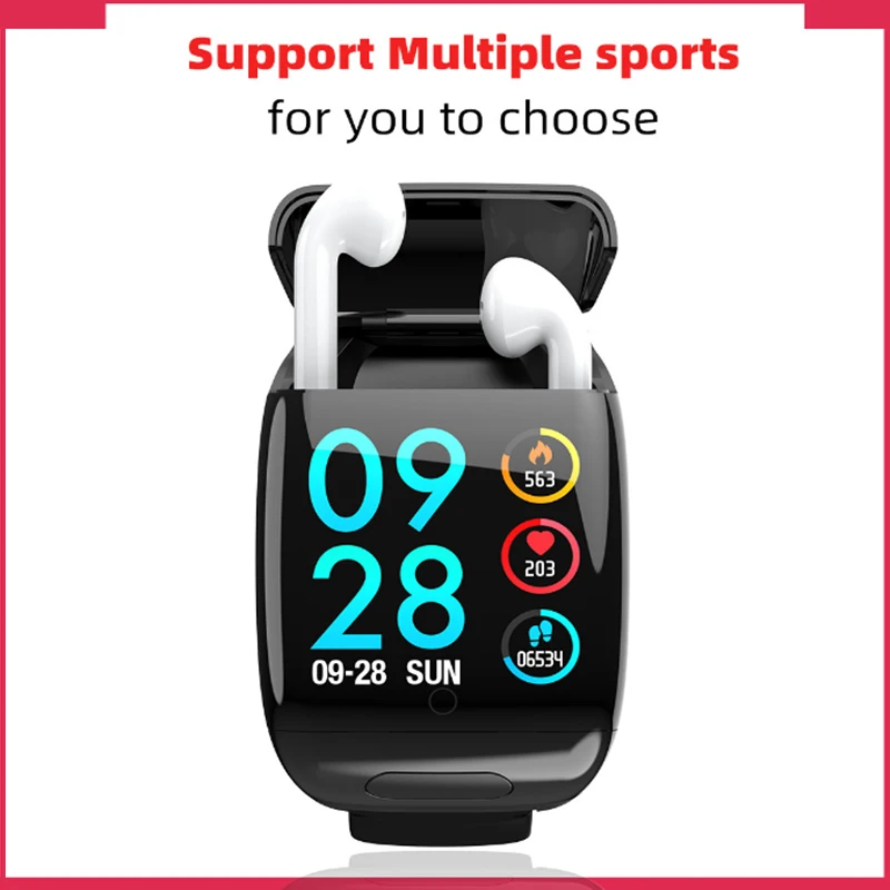 

M8 Sports Smart Watch With Bluetooth Wireless Earphone Smart Wristband Heart Rate Blood Pressure Monitor Smart Watch Men Women