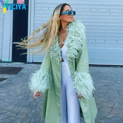 Yiciya casual moda blusão casaco cor sólida costura design de pelúcia para mulheres elegantes viajar para fora rua wear clubes festa