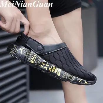 

Summer Men's Slippers Trendy Casual Men Shoes Big Size Mens Sandals Comfort Mesh Indoor Slippers Man Beach Surf Aqua Footwear B9