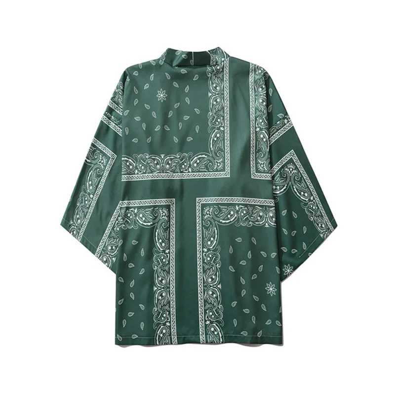 Зеленый японское кимоно кардиган одежда куртка для мужчин Yukata Haori мужские хаори