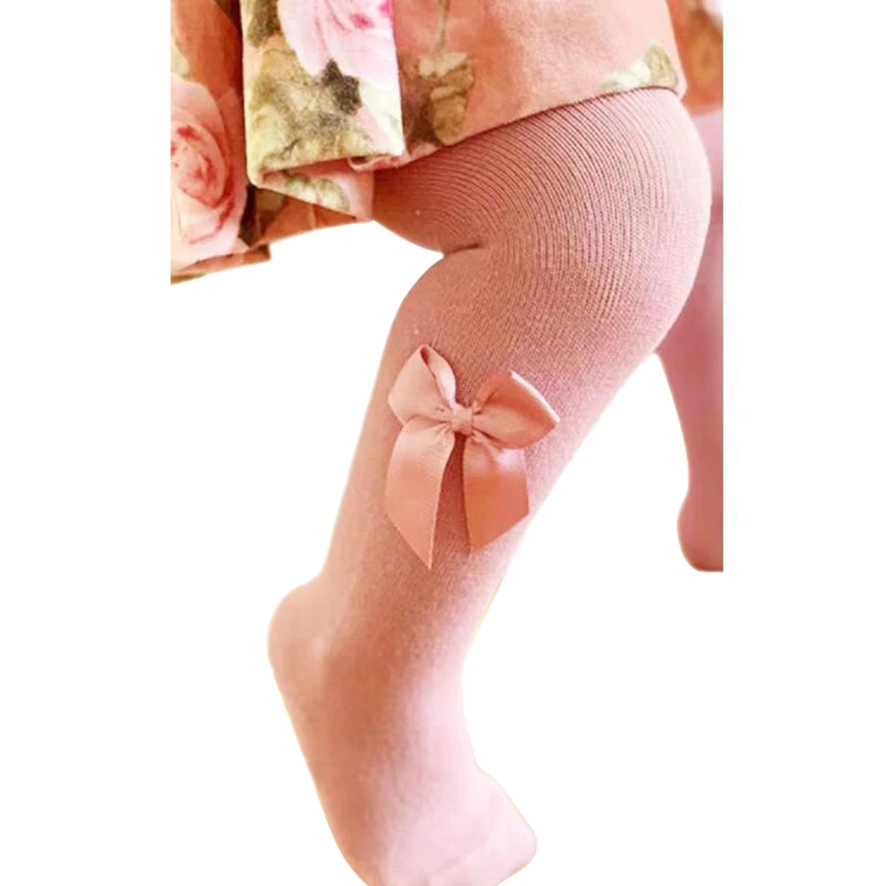 Pink 4 Г. Детские вещи, теплые хлопковые колготки с бантом для маленьких девочек, чулки осень-зима, белые, черные, серые, розовые однотонные чулки От 1 до 3 лет - Цвет: Pink 4