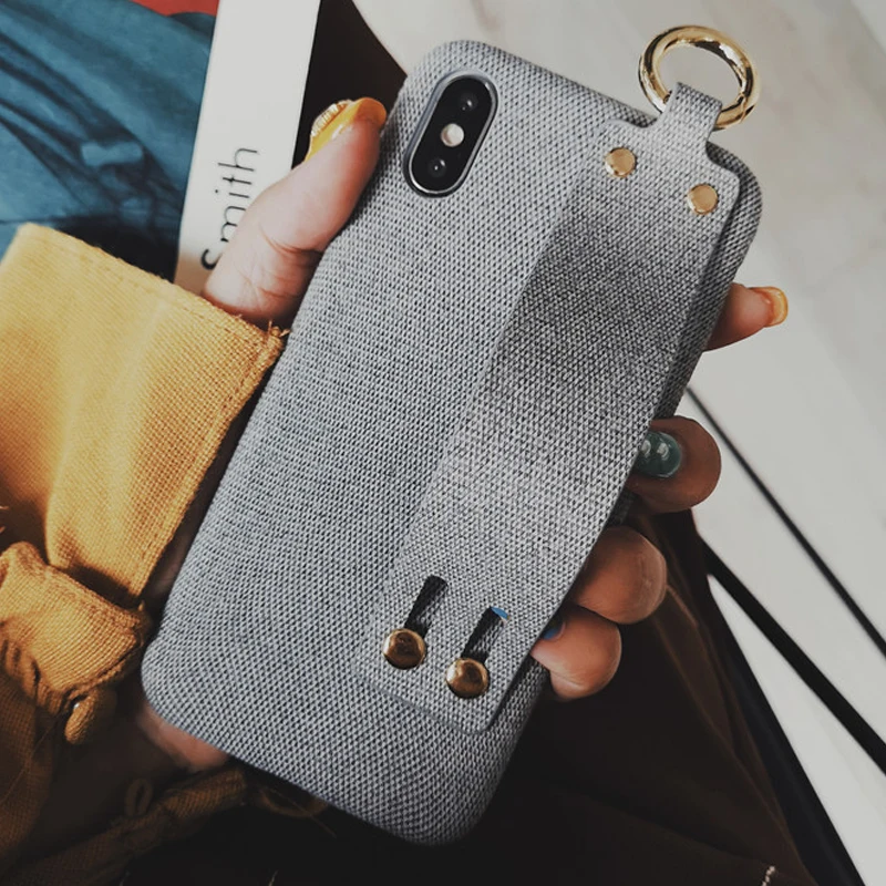 

Tikitaka Cloth Wristband Case For iPhone XS Max XR X 7 8 Plus Back Cover Support Anti-fall Cases For iPhone XS 7 8 6 6s Plus