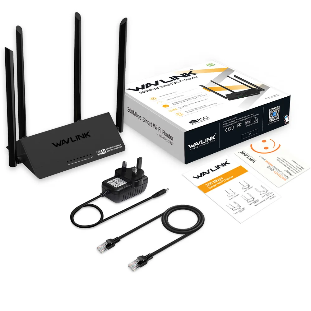 Wavlink беспроводной умный Wifi роутер 300 Мбит/с Wi-Fi ретранслятор точка доступа с 4x5dbi внешними антеннами WPS Smart APP простая настройка - Цвет: UK plug