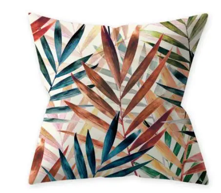 Decoration Print Leaf Green Plant Throw Pillow for Sofa Home Decorative Pillowcase 